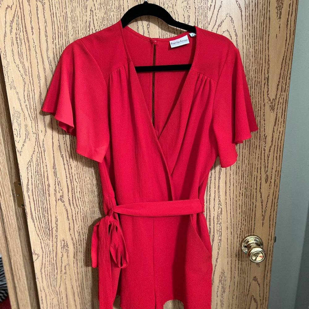 Red Wrap Dress with Belt